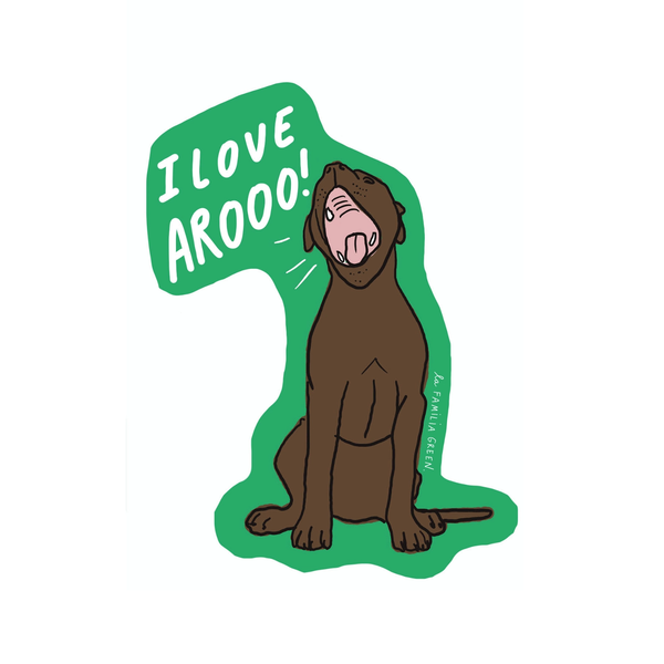 I Love Aroo Dog Sticker La Familia Green Impulse - Decorative Stickers