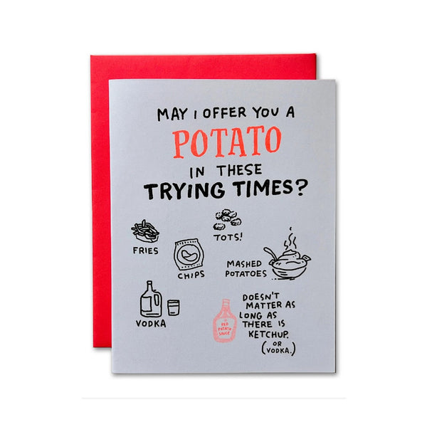 Potato Trying Times Risograph Blank Card Ladyfingers Letterpress Cards - Any Occasion