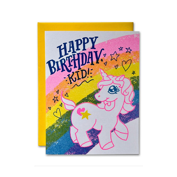Unicorn Kids Risograph Birthday Card Ladyfingers Letterpress Cards - Birthday