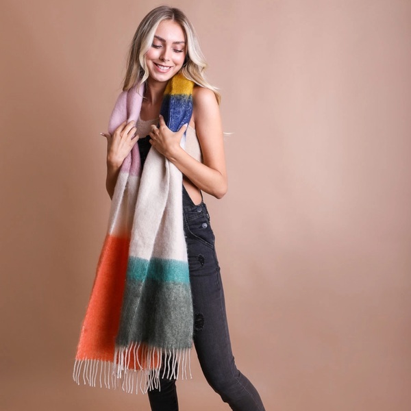 Color Block Faux Mohair Scarf Leto Accessories Apparel & Accessories - Winter - Adult - Scarves & Wraps