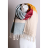 Light Blue/Oatmeal Color Block Faux Mohair Scarf Leto Accessories Apparel & Accessories - Winter - Adult - Scarves & Wraps