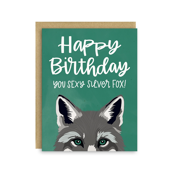 Silver Fox Birthday Card Little Lovelies Studio Cards - Birthday