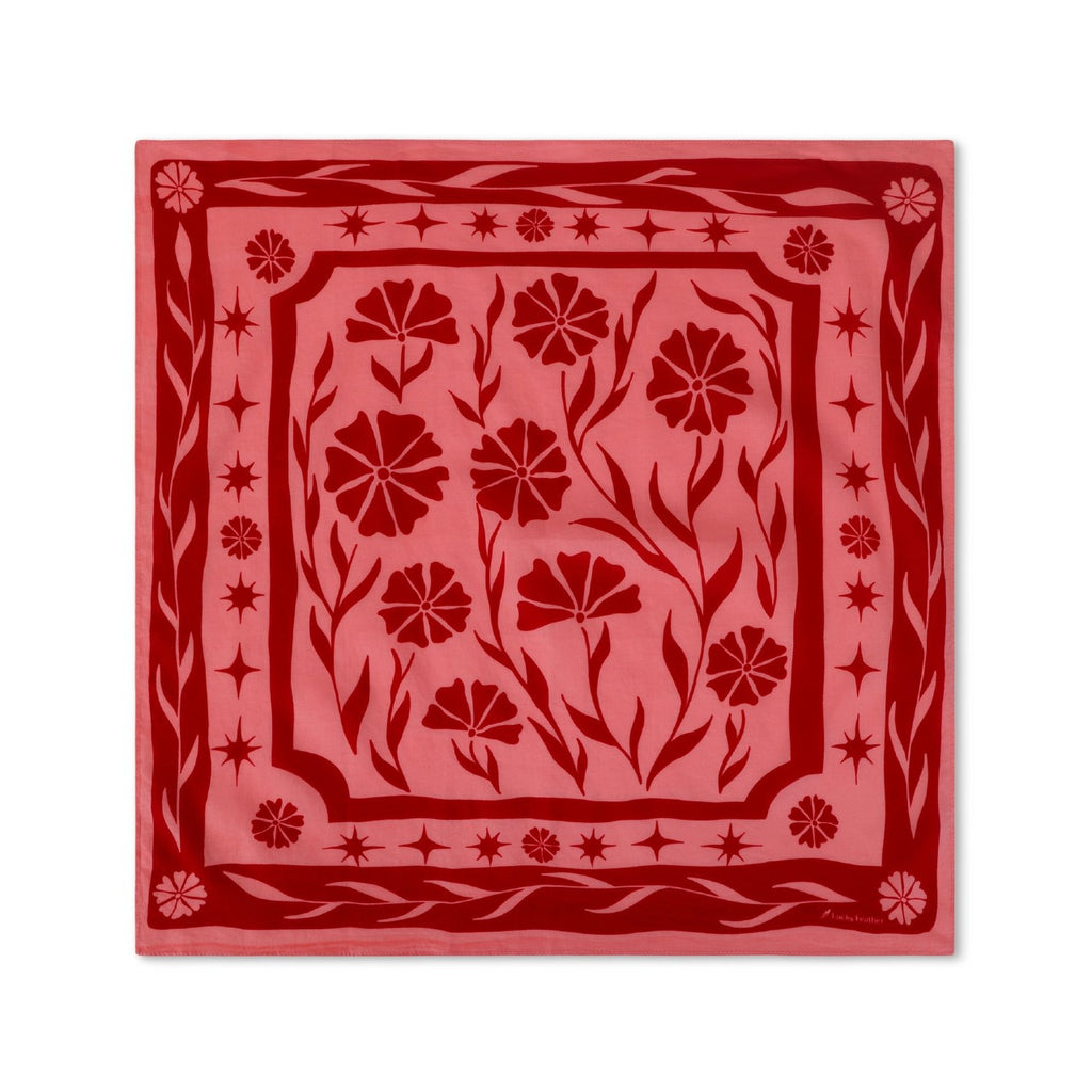 Bliss Red/Pink Floral Happiness Bandana Lucky Feather Apparel & Accessories - Hair Accessories - Bandanas & Headties