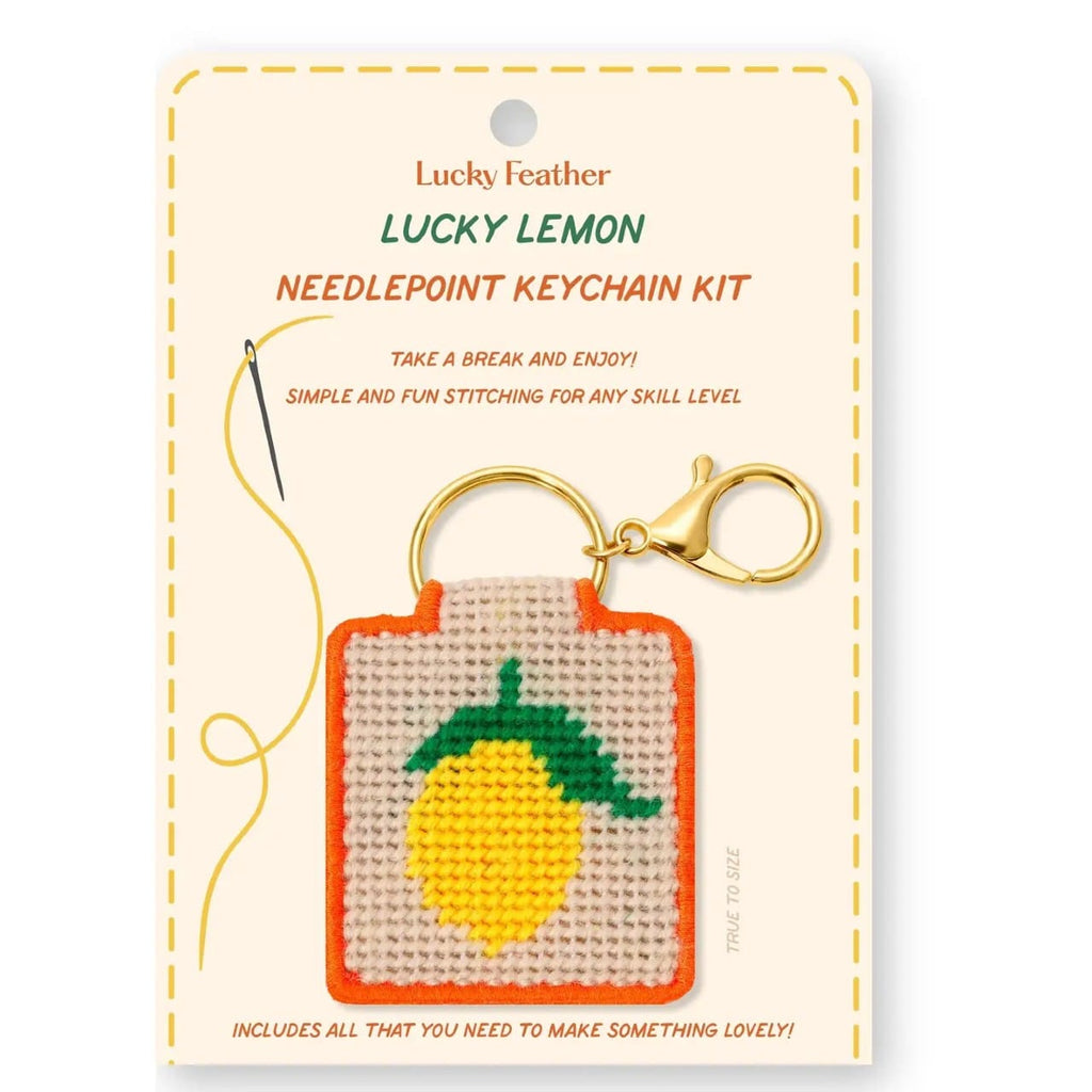 Needlepoint Keychain Kit - Lemon Lucky Feather Apparel & Accessories - Keychains