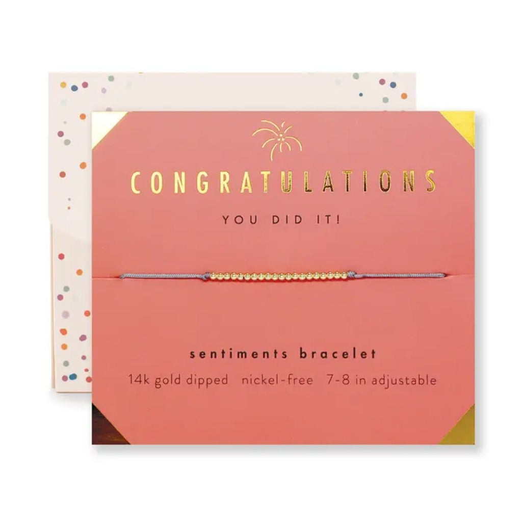 Gold Congrats Sentiments Bracelet Lucky Feather Jewelry - Bracelet