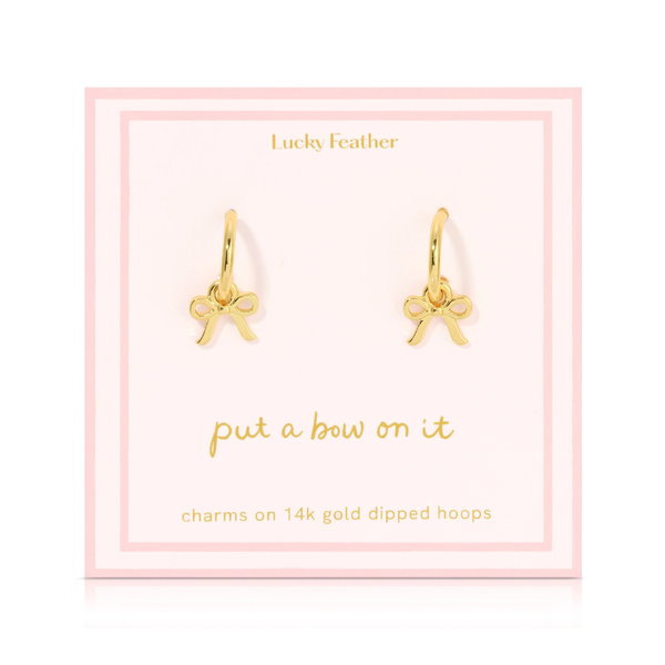 Beautiful Bows Earrings - Gold Lucky Feather Jewelry - Earrings