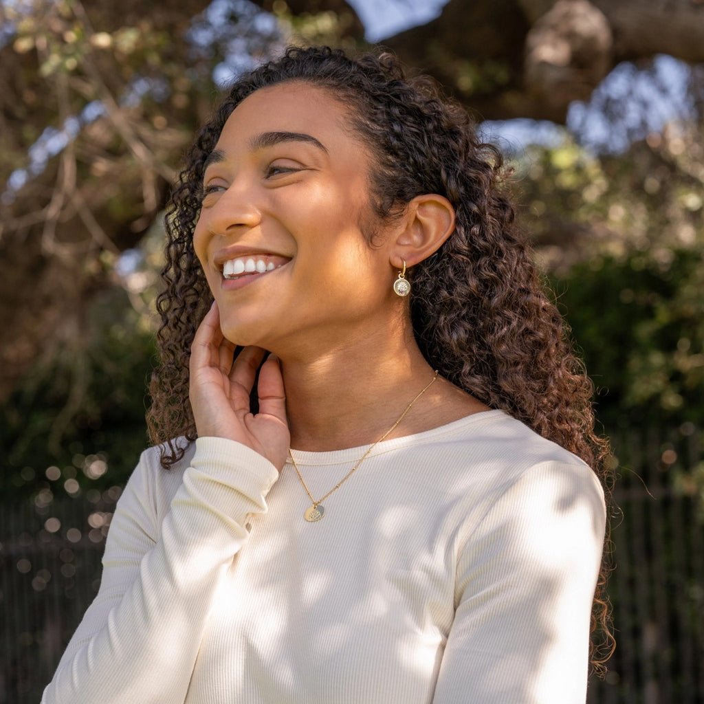 Birth Month Flower Earrings Lucky Feather Jewelry - Earrings
