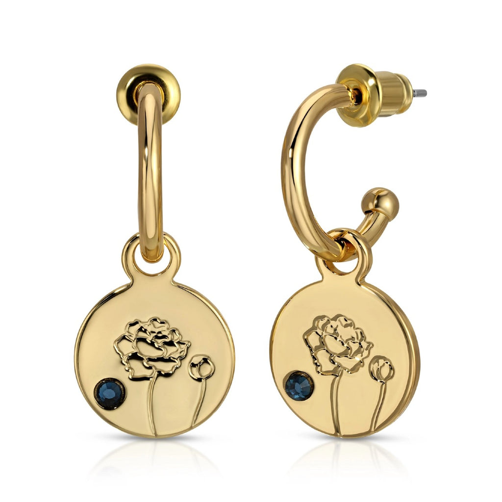 September (Peony/Sapphire) Birth Month Flower Earrings Lucky Feather Jewelry - Earrings