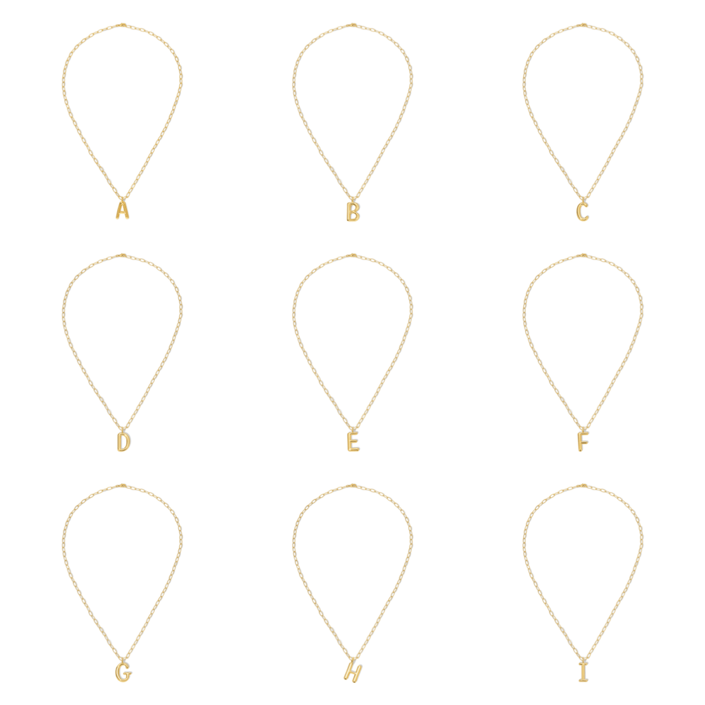 14K Gold Dipped Puffy Initial Necklace - Paperclip Chain Lucky Feather Jewelry - Necklaces