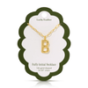B 14K Gold Dipped Puffy Initial Necklace - Paperclip Chain Lucky Feather Jewelry - Necklaces
