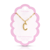C 14K Gold Dipped Puffy Initial Necklace - Paperclip Chain Lucky Feather Jewelry - Necklaces