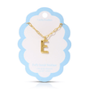E 14K Gold Dipped Puffy Initial Necklace - Paperclip Chain Lucky Feather Jewelry - Necklaces