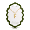 F 14K Gold Dipped Puffy Initial Necklace - Paperclip Chain Lucky Feather Jewelry - Necklaces