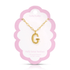 G 14K Gold Dipped Puffy Initial Necklace - Paperclip Chain Lucky Feather Jewelry - Necklaces