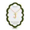 J 14K Gold Dipped Puffy Initial Necklace - Paperclip Chain Lucky Feather Jewelry - Necklaces