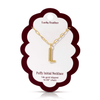 L 14K Gold Dipped Puffy Initial Necklace - Paperclip Chain Lucky Feather Jewelry - Necklaces