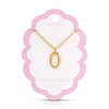 O 14K Gold Dipped Puffy Initial Necklace - Paperclip Chain Lucky Feather Jewelry - Necklaces