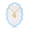 Q 14K Gold Dipped Puffy Initial Necklace - Paperclip Chain Lucky Feather Jewelry - Necklaces