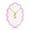 S 14K Gold Dipped Puffy Initial Necklace - Paperclip Chain Lucky Feather Jewelry - Necklaces