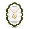W 14K Gold Dipped Puffy Initial Necklace - Paperclip Chain Lucky Feather Jewelry - Necklaces