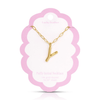 Y 14K Gold Dipped Puffy Initial Necklace - Paperclip Chain Lucky Feather Jewelry - Necklaces