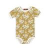 Short Sleeve One Piece - Organic - Gold Floral Milkbarn Kids Apparel & Accessories - Clothing - Baby & Toddler - One-Pieces & Onesies