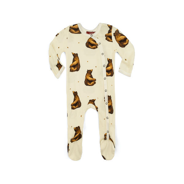 Snap Footed Romper -Bamboo - Honey Bear Milkbarn Kids Apparel & Accessories - Clothing - Baby & Toddler - One-Pieces & Onesies