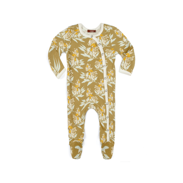 Snap Footed Romper - Organic - Gold Floral Milkbarn Kids Apparel & Accessories - Clothing - Baby & Toddler - One-Pieces & Onesies