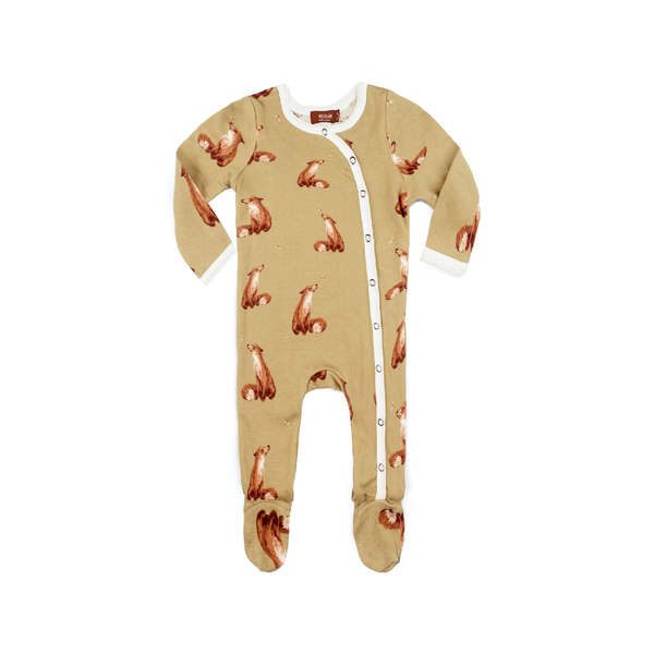 Snap Footed Romper - Organic - Gold Fox Milkbarn Kids Apparel & Accessories - Clothing - Baby & Toddler - One-Pieces & Onesies