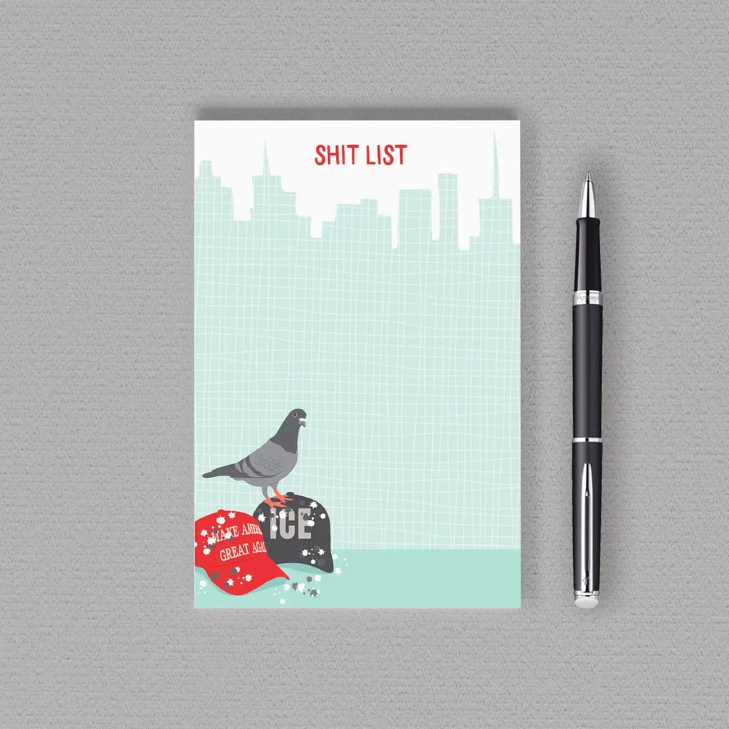 Pigeon Shit List Notepad Modern Printed Matter Books - Blank Notebooks & Journals - Notepads