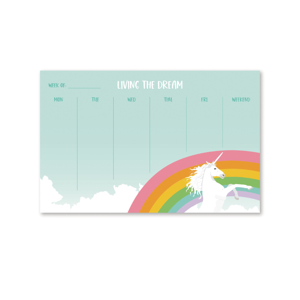 Living The Dream Unicorn Weekly Planner Notepad Modern Printed Matter Books - Calendars, Organizers & Planners