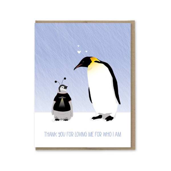 Loving Me For Who I Am Penguin Blank Card Modern Printed Matter Cards - Any Occasion