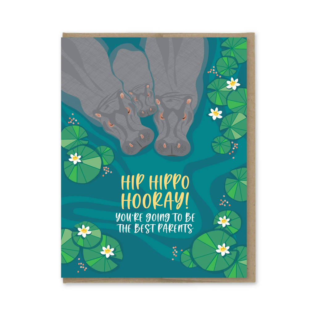 Hippo Going To Be Best Parents Baby Card Modern Printed Matter Cards - Baby
