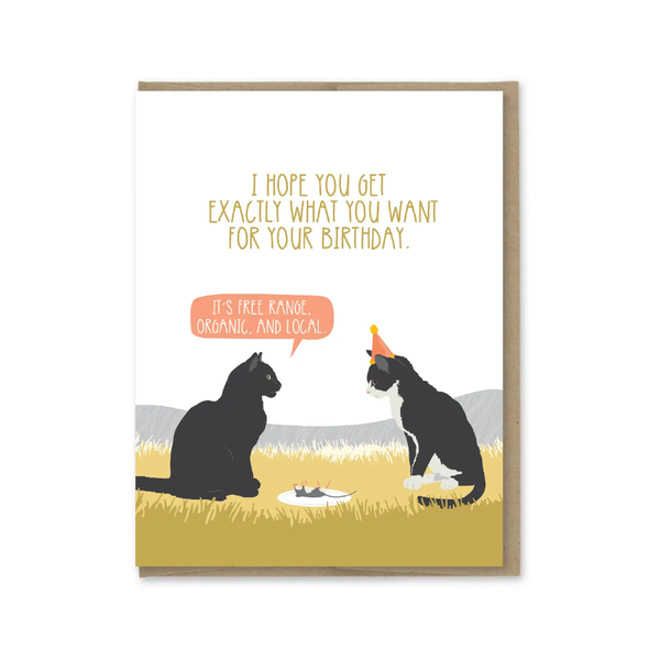 Cat and Organic Mouse Birthday Card Modern Printed Matter Cards - Birthday