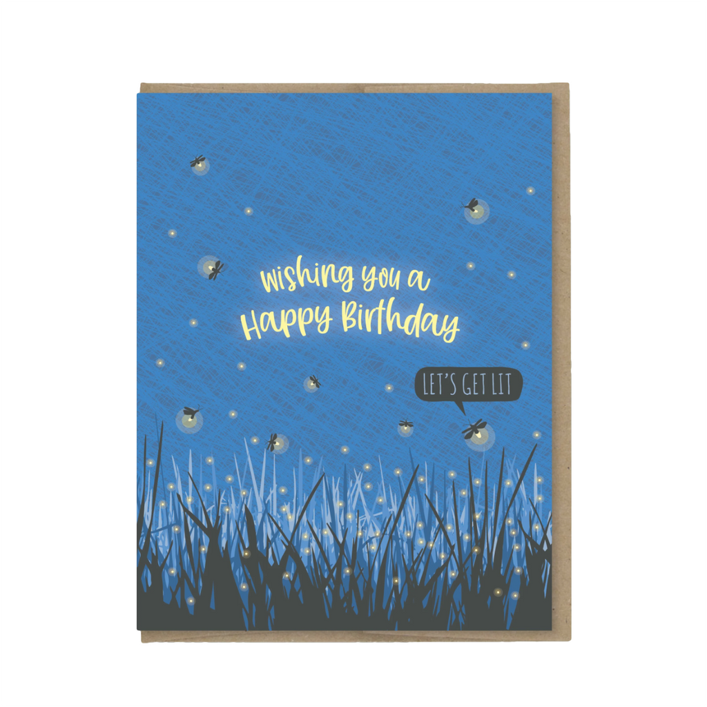Fireflies Get Lit Birthday Card Modern Printed Matter Cards - Birthday