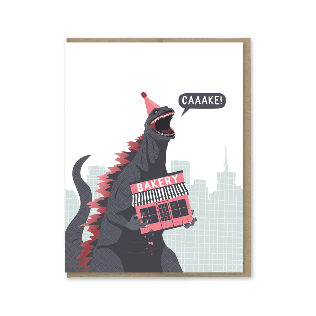 Godzilla's Bakery Birthday Card Modern Printed Matter Cards - Birthday
