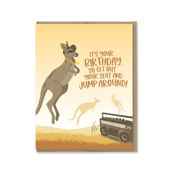 Jump Around Kangaroo Birthday Card Modern Printed Matter Cards - Birthday