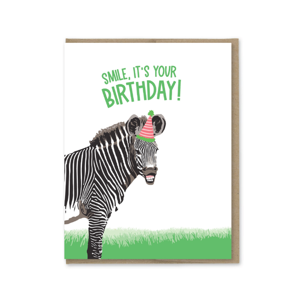 Smile It's Your Birthday Zebra Card Modern Printed Matter Cards - Birthday