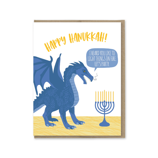 Menorah Dragon Hanukkah Card Modern Printed Matter Cards - Holiday - Hanukkah