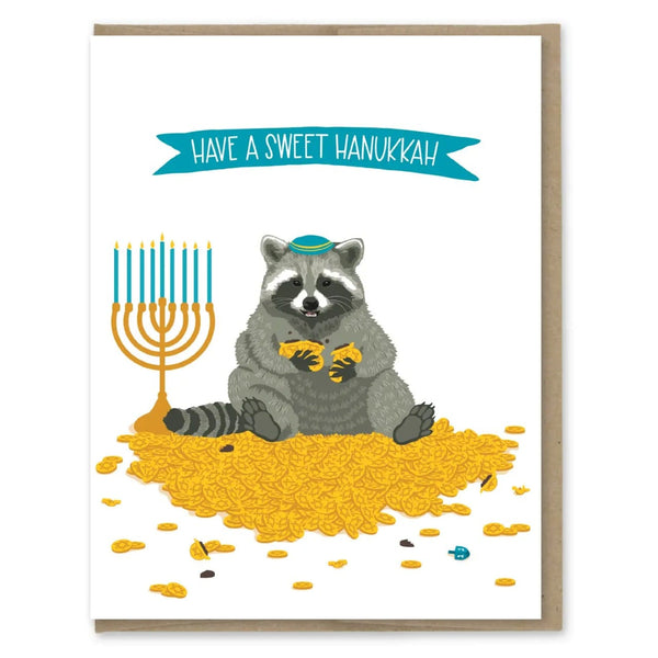 Sweet Raccoon Hanukkah Card Modern Printed Matter Cards - Holiday - Hanukkah