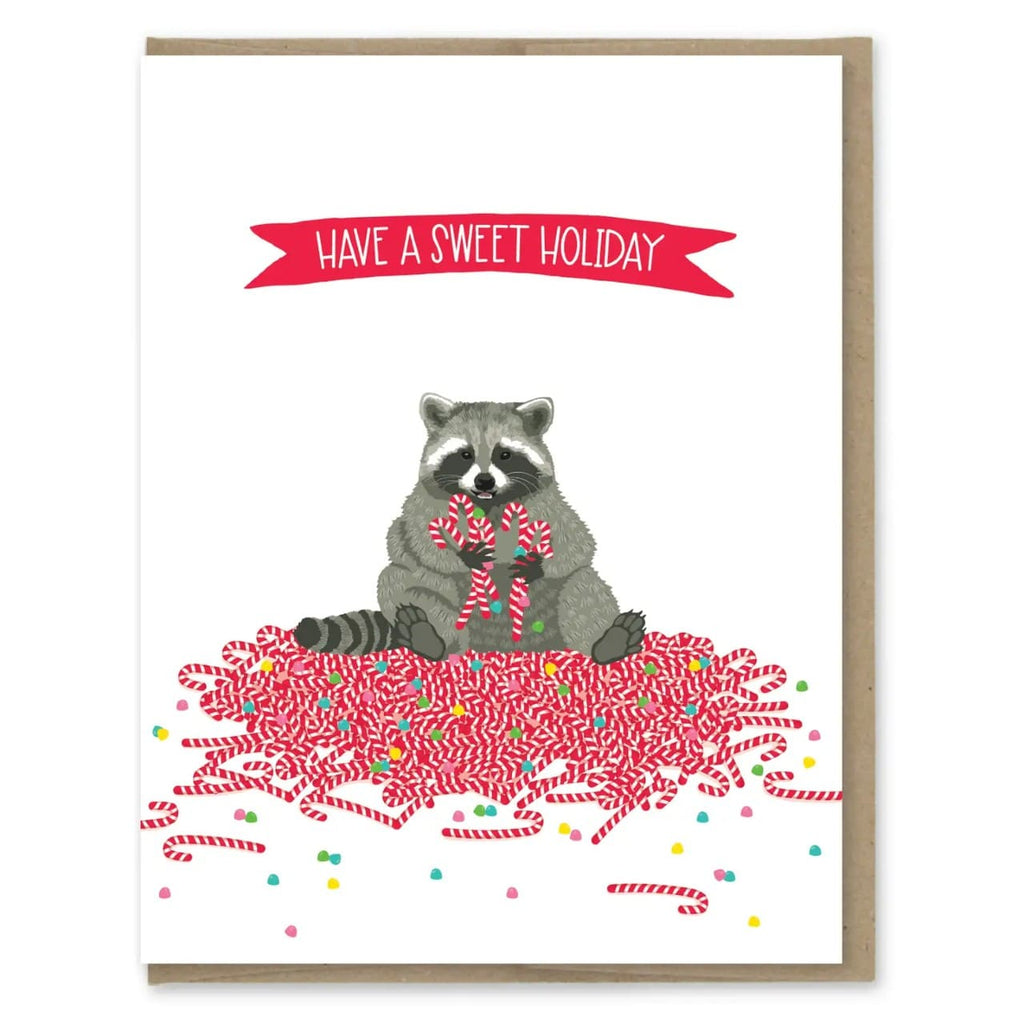 Sweet Raccoon Holiday Card Modern Printed Matter Cards - Holiday - Happy Holidays