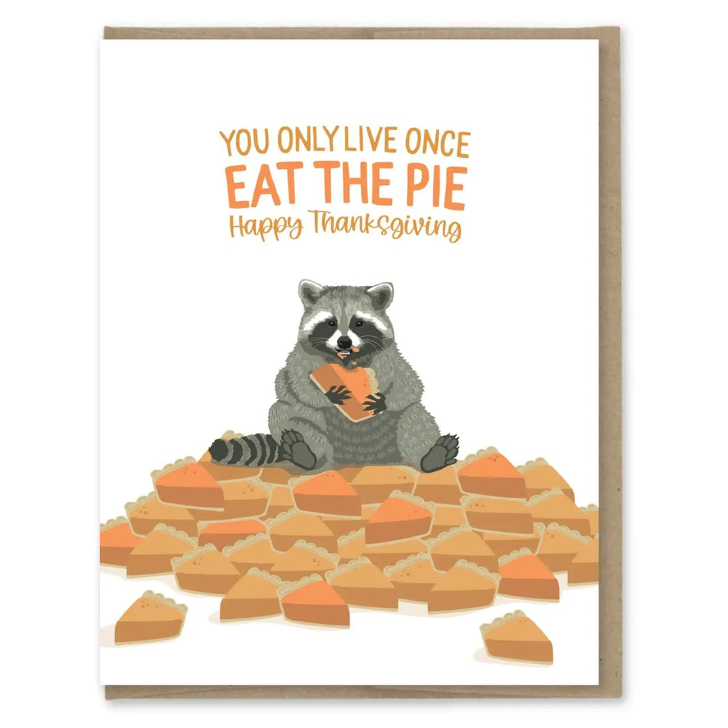 Eat The Pie Raccoon Thanksgiving Card Modern Printed Matter Cards - Holiday - Thanksgiving