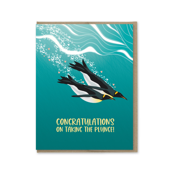Taking The Plunge Penguin Wedding/Engagement Card Modern Printed Matter Cards - Love - Wedding