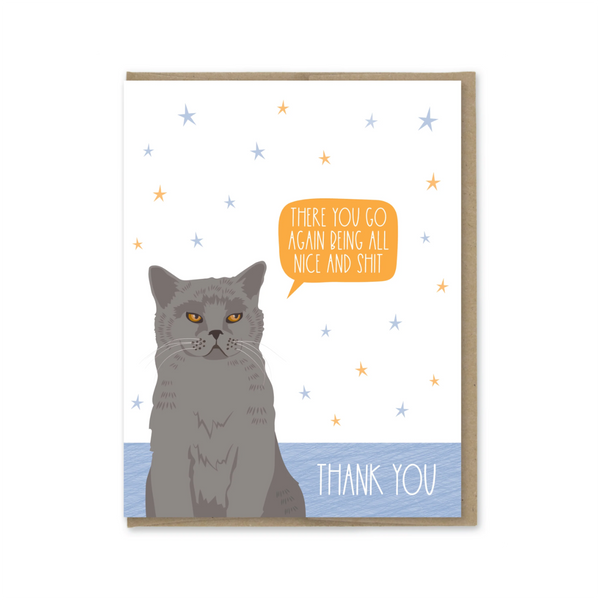 Nice And Sh*t Cat Card Modern Printed Matter Cards - Thank You
