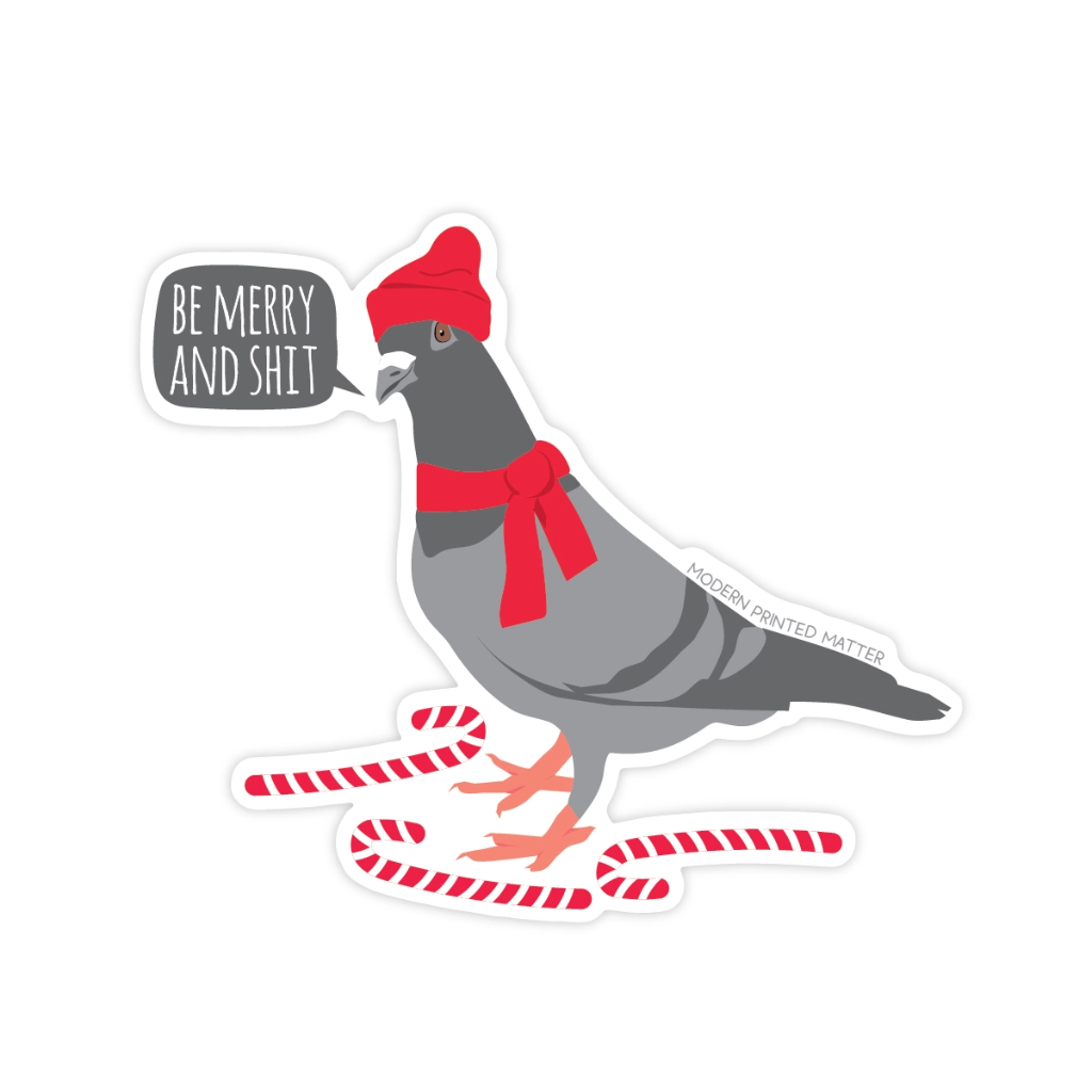 Christmas Be Merry Pigeon Sticker Modern Printed Matter Impulse - Decorative Stickers