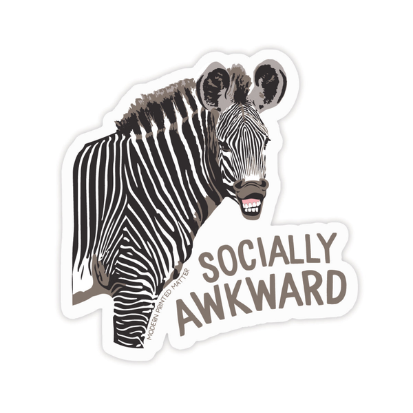 Socially Awkward Zebra Sticker Modern Printed Matter Impulse - Decorative Stickers
