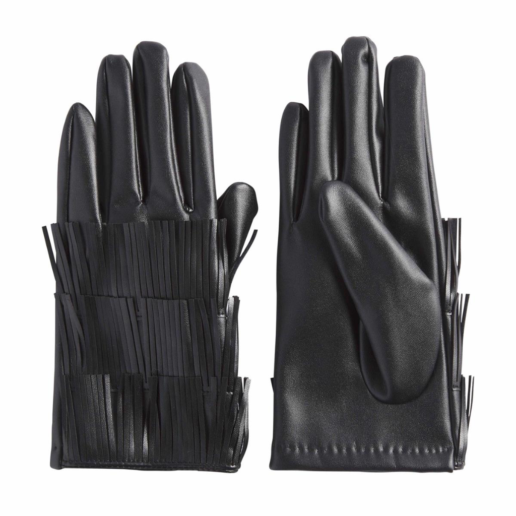 Black Faux Leather Fringe Gloves - Womens Mud Pie Apparel & Accessories - Winter - Adult - Gloves & Mittens