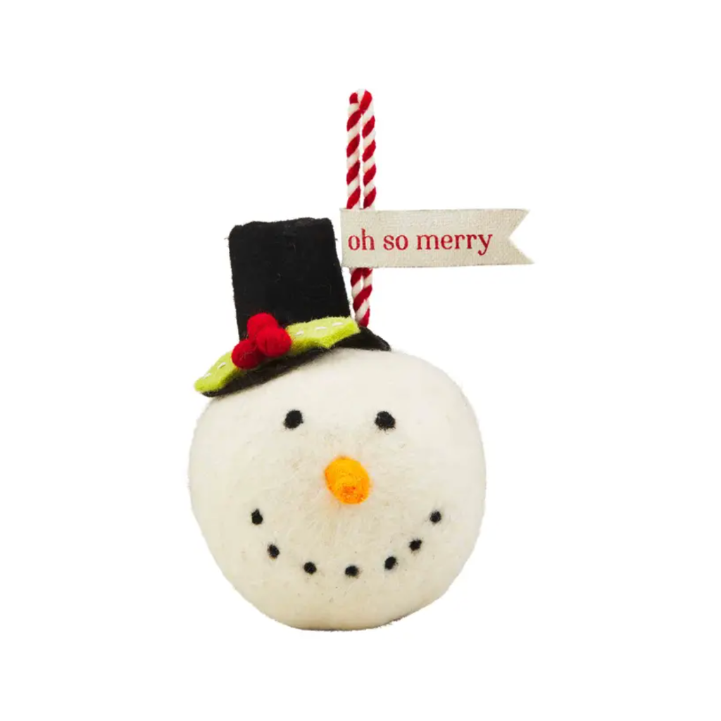Oh So Merry Snowman Ball Ornament Mud Pie Holiday - Ornaments