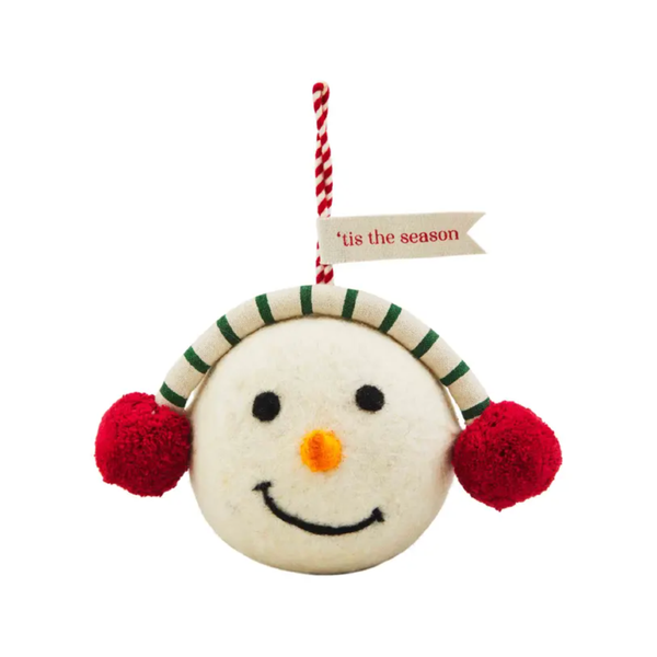 Tis The Season Snowman Ball Ornament Mud Pie Holiday - Ornaments