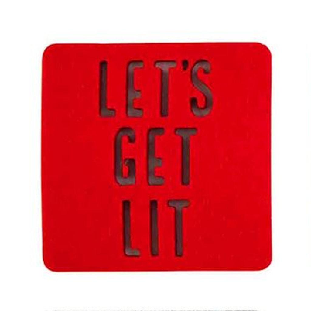 Let's Get Lit Christmas Felt Coaster Mud Pie Home - Barware - Coasters